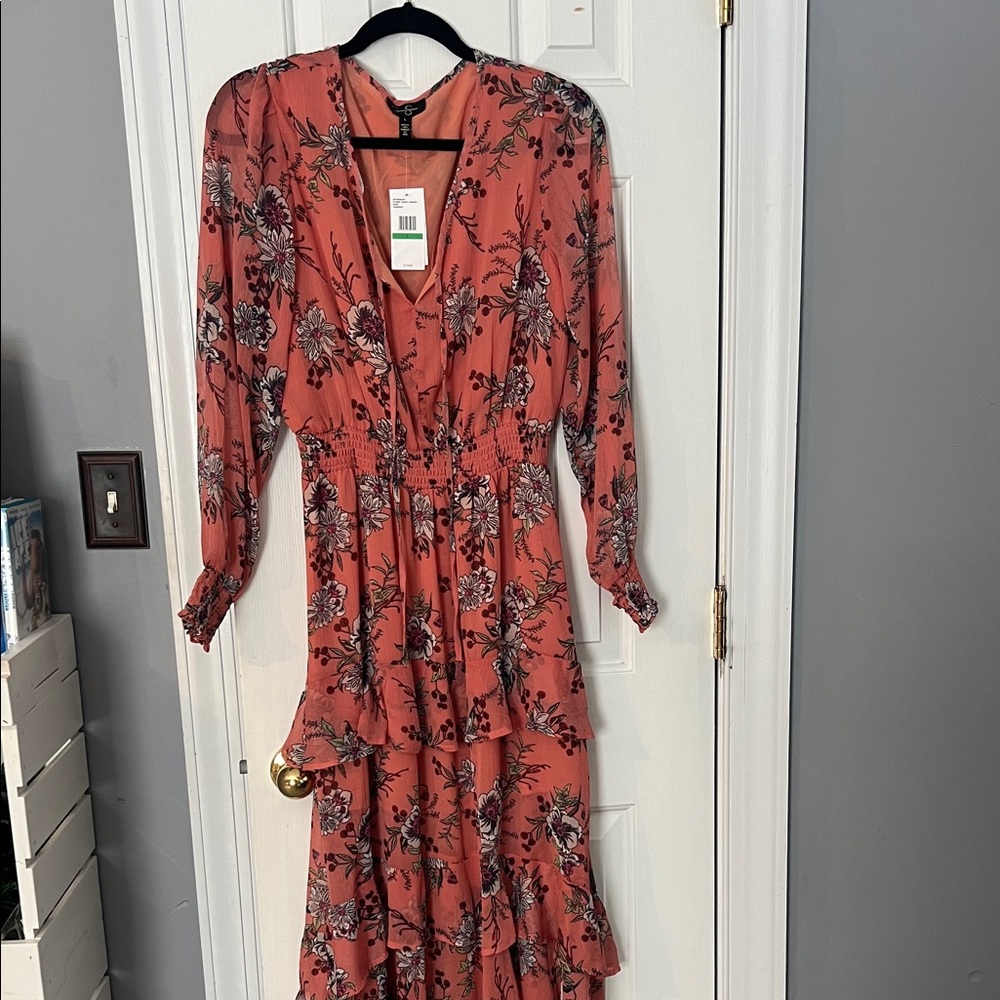 NWT Jessica Simpson Floral V-Neck Long Sleeve Dress Size Large